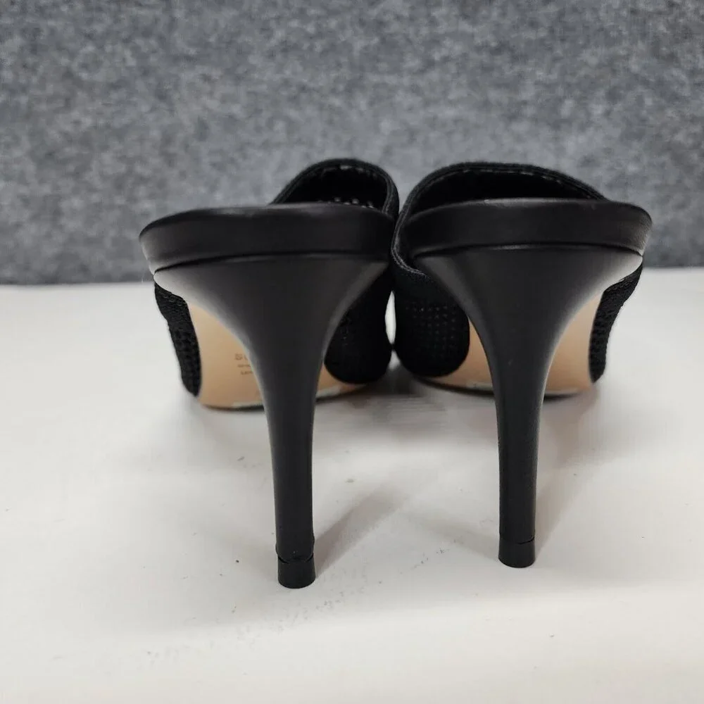 Schutz Sinara True Black Strap Slip On Open Toe Stiletto Mid Heeled‎ Sandals 7B